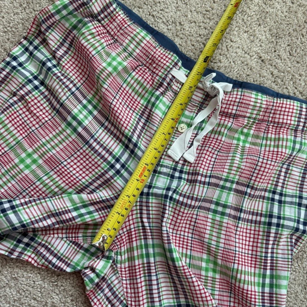 Mens Plaid Pajama Pants Red Green Navy Blue Drawstring Sleep Lounge size L